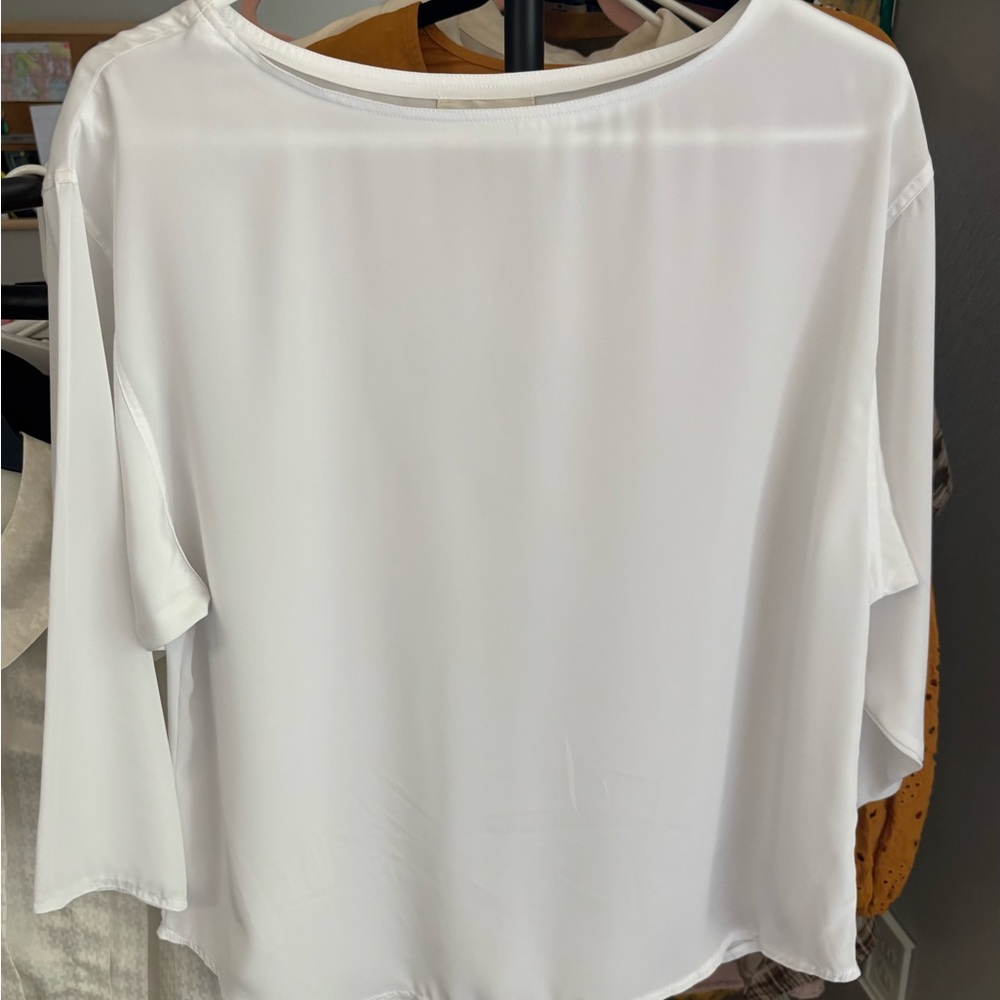 Ultra Image White Relaxed Blouse with Dolman Sleeves